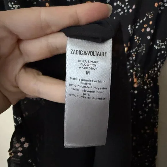 Zadig & Voltaire Dark Floral Pleated Reversible Dress Size M - Picture 4 of 5